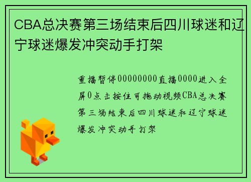 CBA总决赛第三场结束后四川球迷和辽宁球迷爆发冲突动手打架